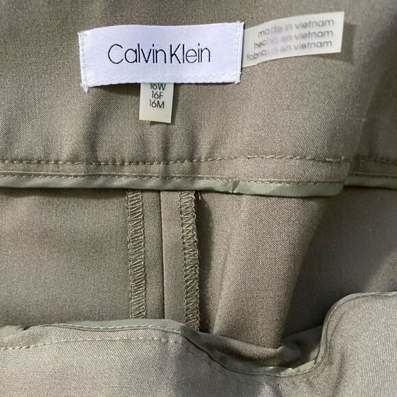Calvin Klein Taupe Belted Straight Leg Slim Trouser Office Pants NWT Size 16W - Picture 4 of 7